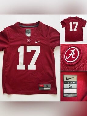 Nike Alabama Crimson Tide NCAA Football Jersey #17 Red Youth Boys Waddle Size 5